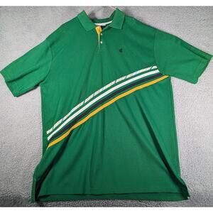 Rocawear Polo Shirt Mens Size 3XL Green Striped Short Sleeve Polo Hip Hip